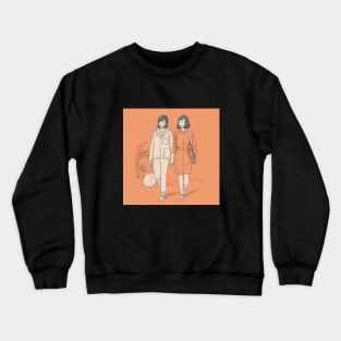 Two Asian female women walking Crewneck Sweatshirt